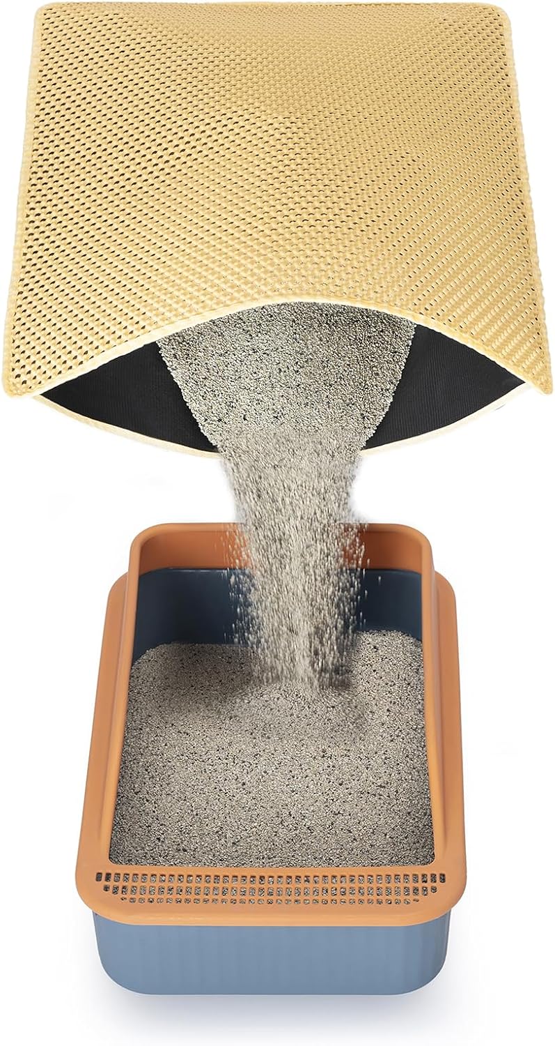 GRELY Cat Litter Mat,32"x22" Litter Box Mat,2 Layer Litter Trapping Mat for Indoor Cats,Litter Catcher Mats for Kitty Pet,Cat Rug. Non-Slip Waterproof Urine Proof, Collapsable - Image 1